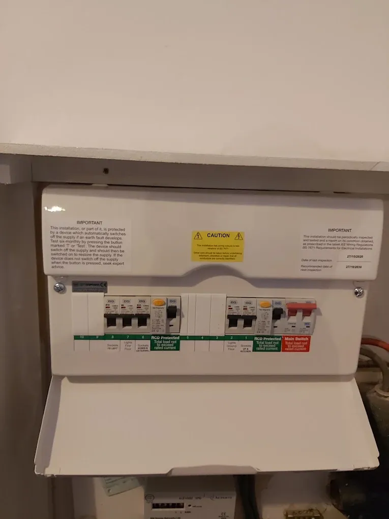 Consumer unit fitted in a cupboard